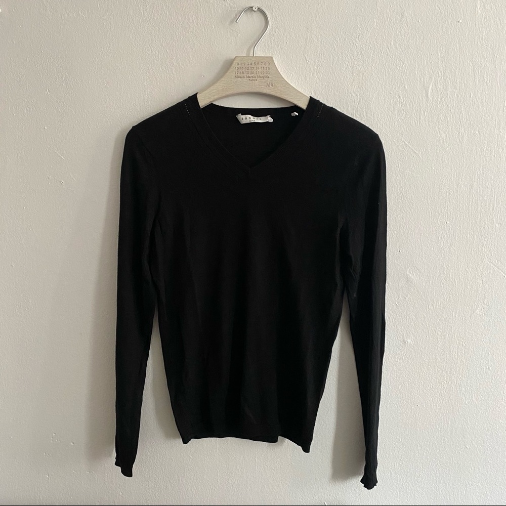 Sandro V-Neck Lightweight Wool Sweater